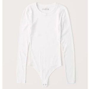 Abercrombie long sleeved ribbed body suit white